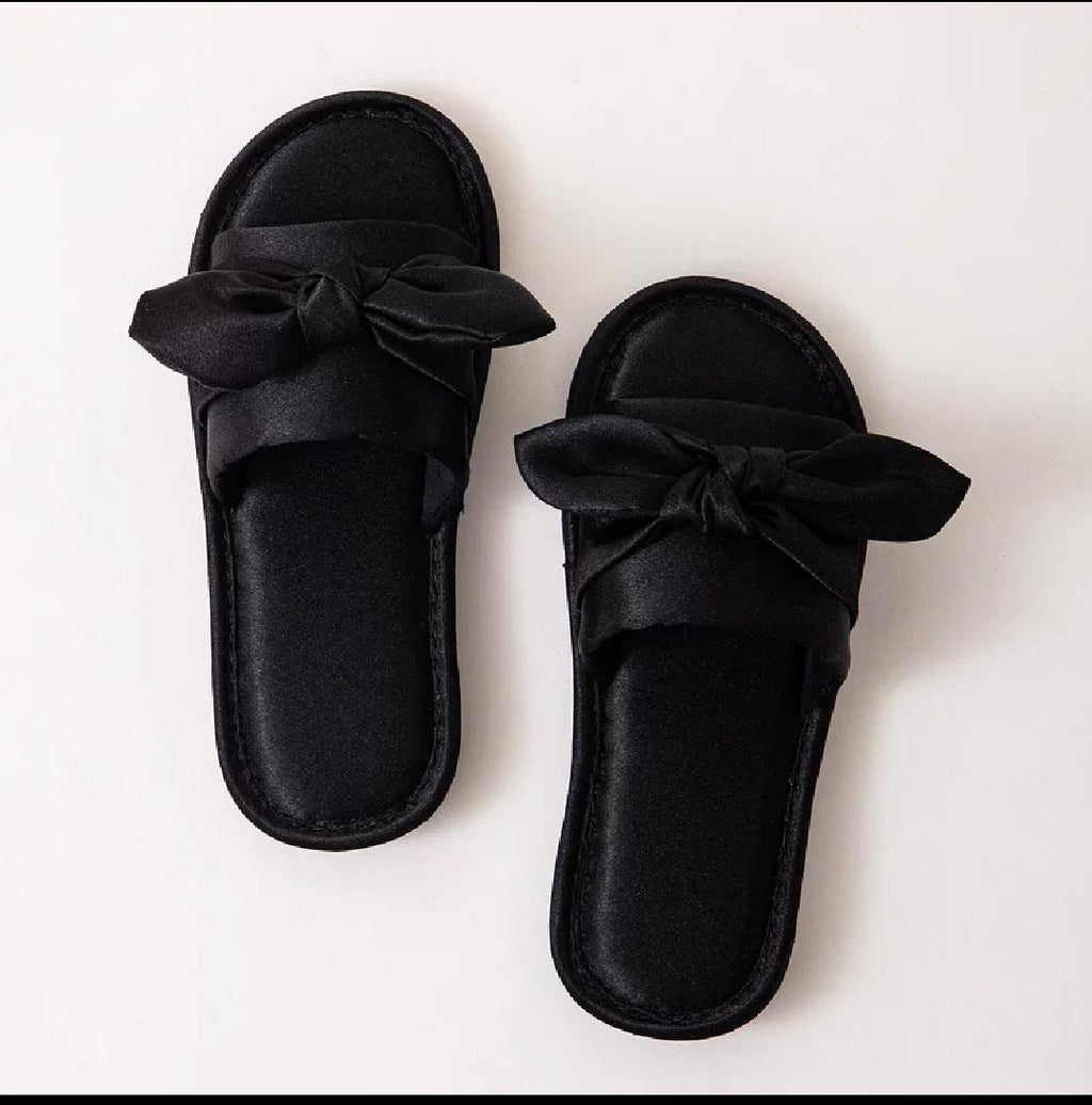 Red & Black Bow Slippers