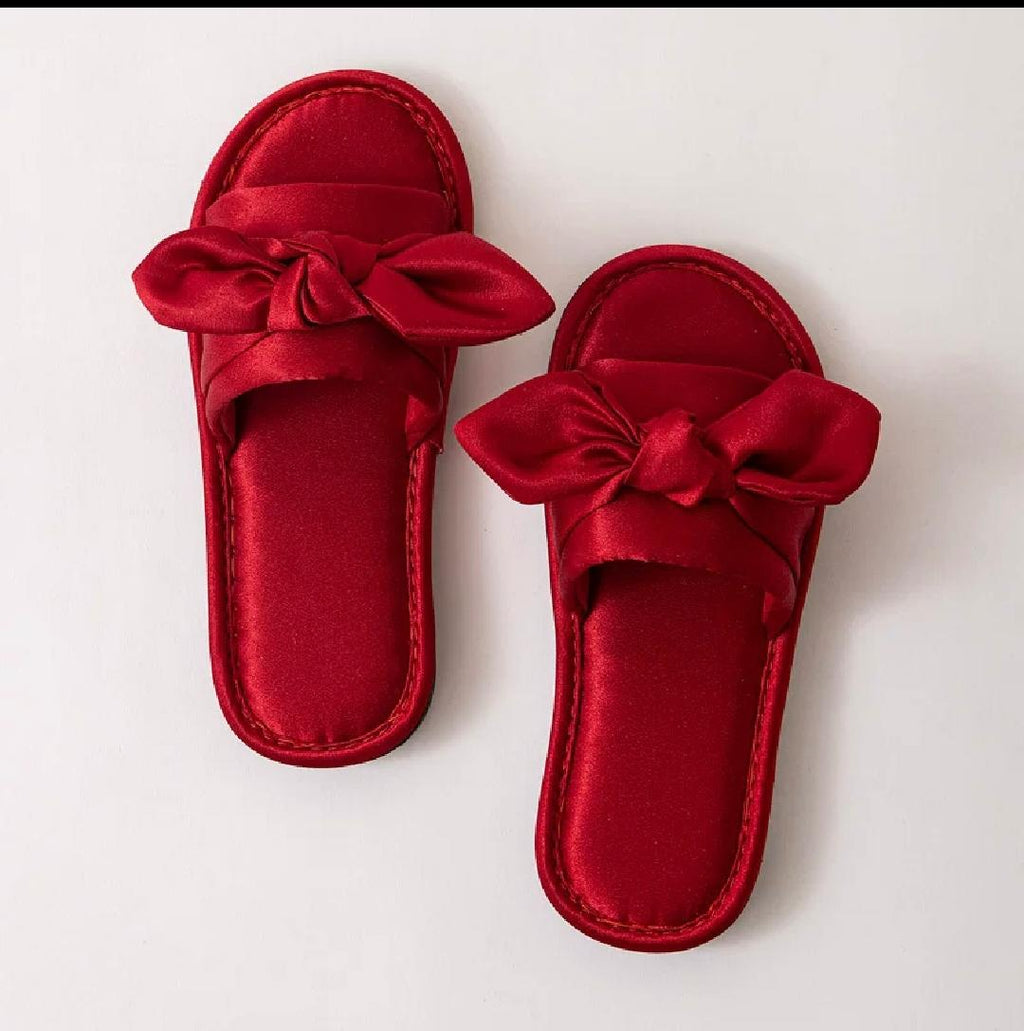 Red & Black Bow Slippers