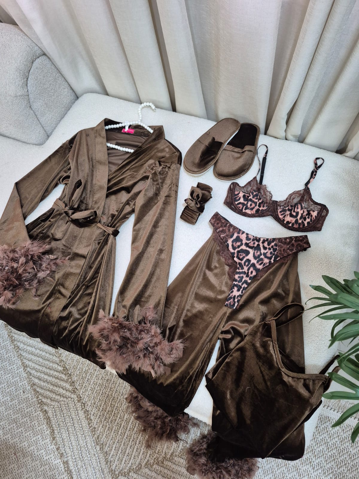 Brown Velvet PJ Set