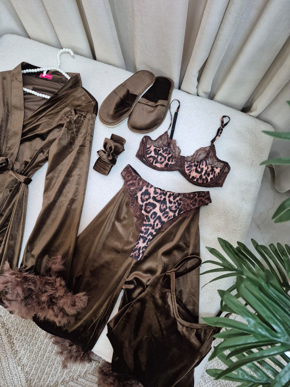Brown Velvet PJ Set