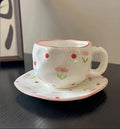 Pink Floral Dot Teacup & Saucer Set