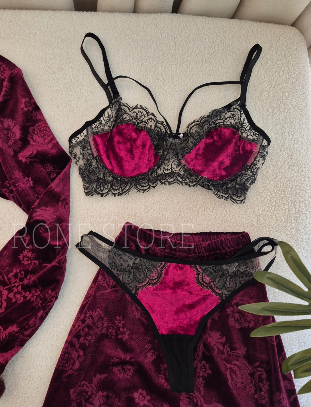 Burgundy Velvet Set