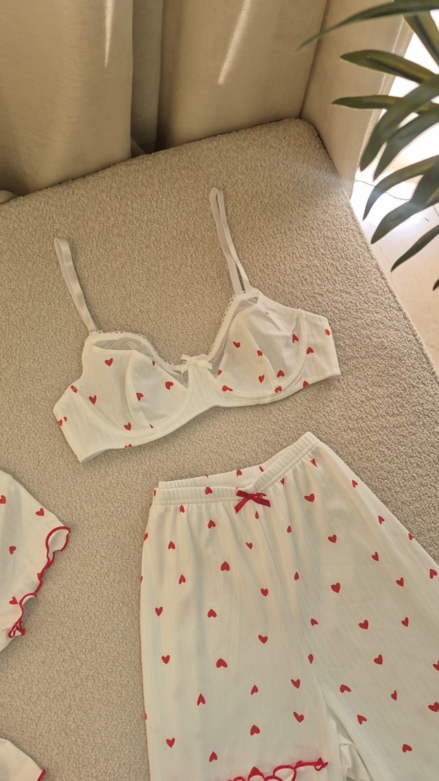 SUMMER RED HEART PJ & BRA SET
