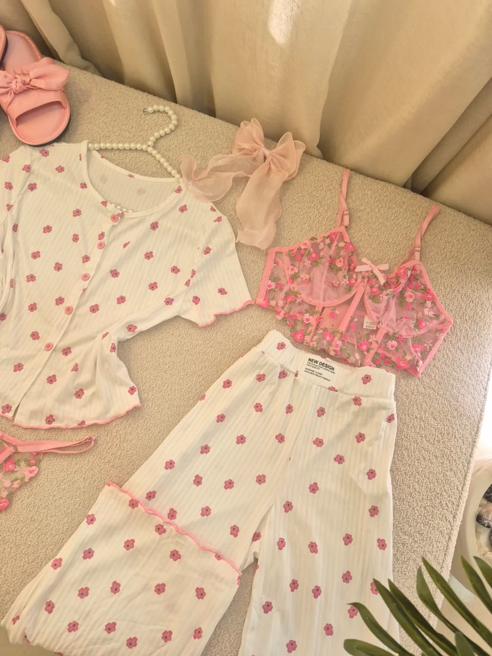 SUMMER Pink FLOWER PJ & LINGERIE SET