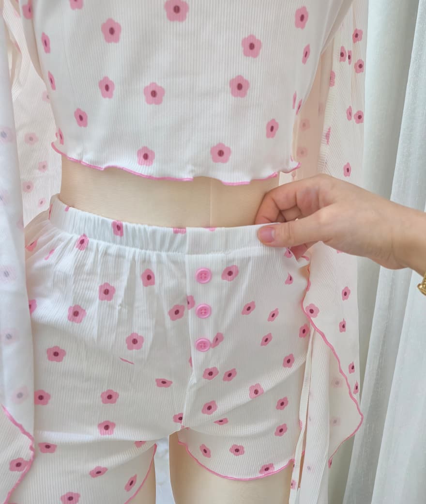 4 Pcs Flower Pajama Set