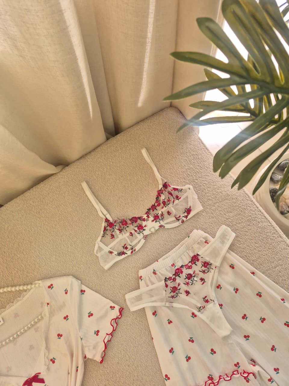 SUMMER CHERRY PJ & LINGERIE SET