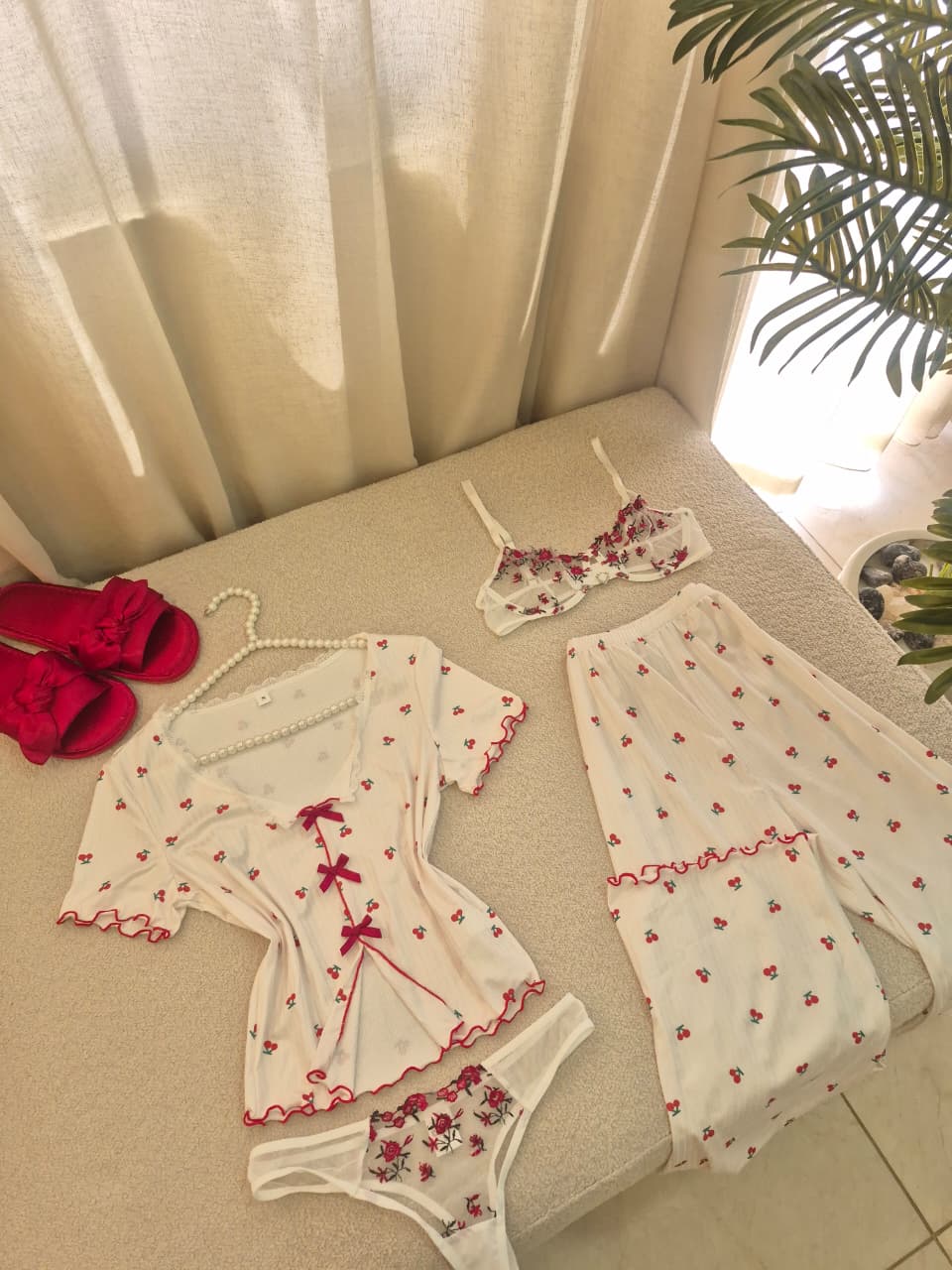 SUMMER CHERRY PJ & LINGERIE SET