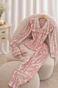 Rosé Lace Velvet Pajama Set Only