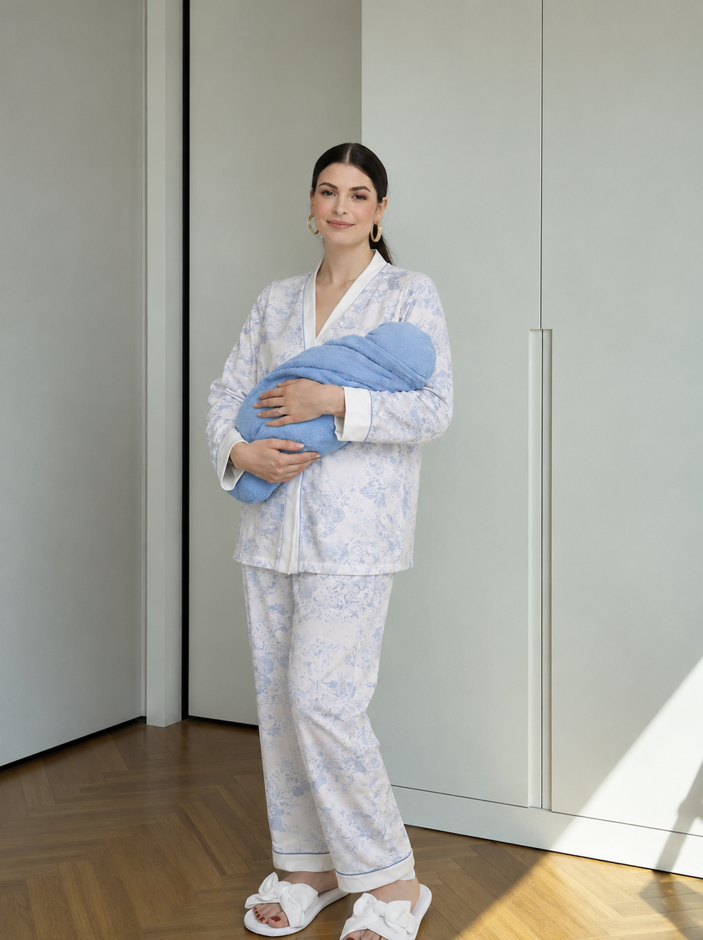 Blue hospital Pj Set & Slipper