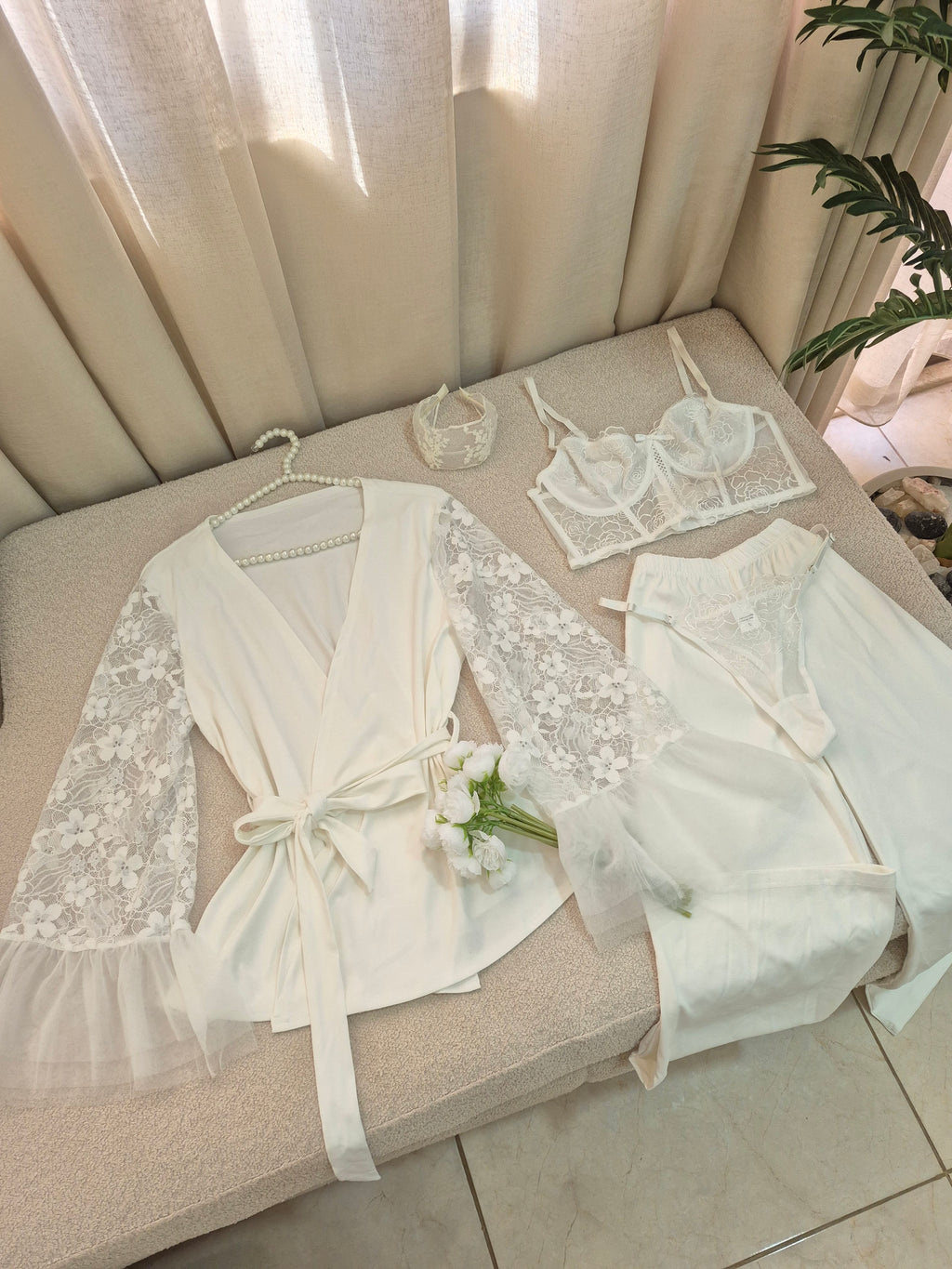White Bridal Pajama & Lingerie Set