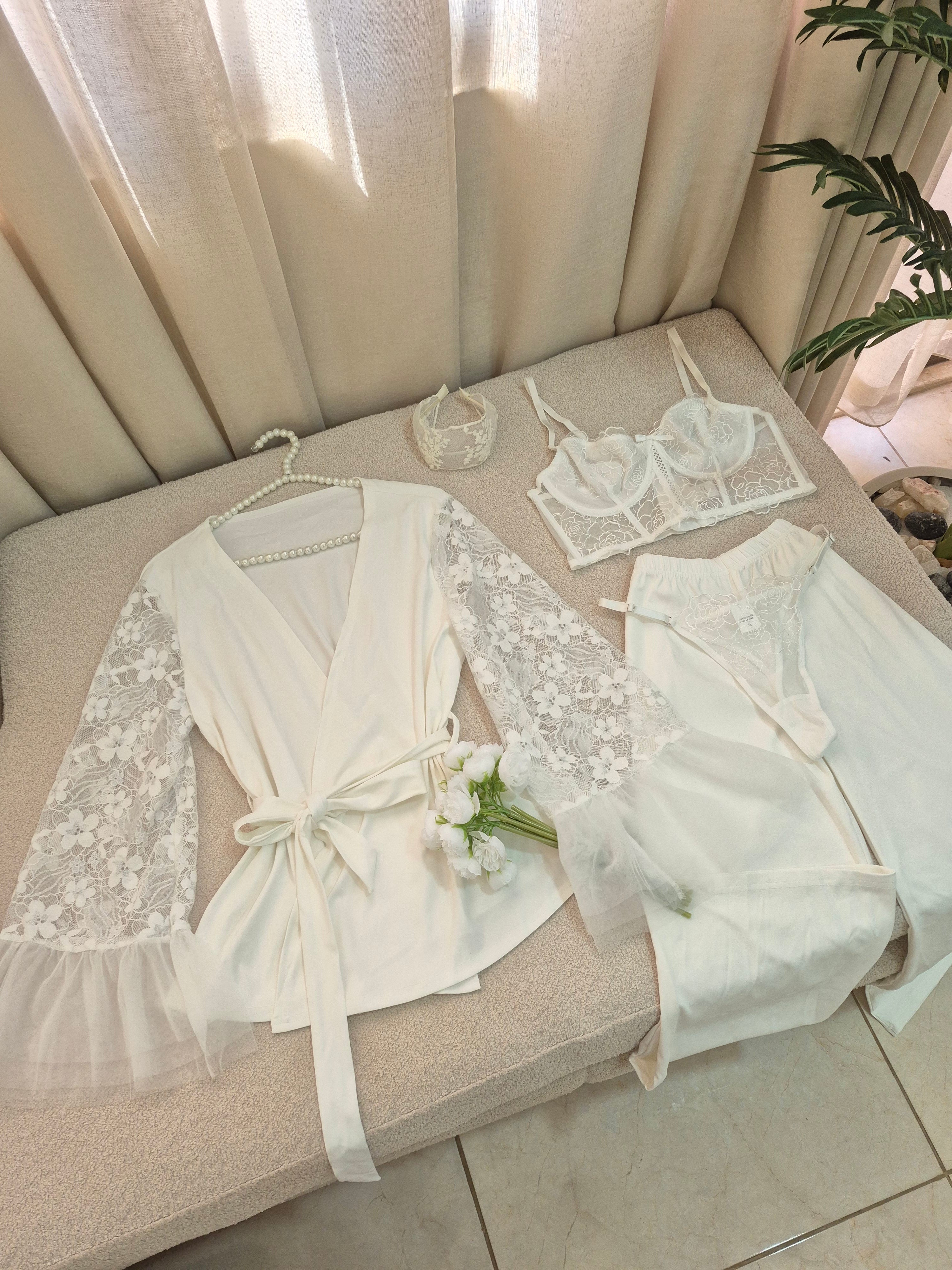 White Bridal Pajama & Lingerie Set