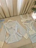 Baby Blue Silk Satin Pajama Set