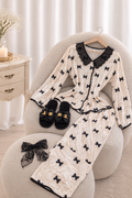 Black Bow Velvet Pajama Set Only
