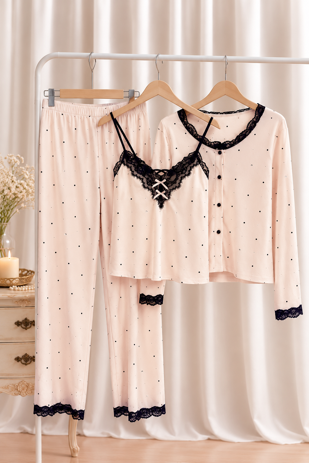 Velvet Rose Powder 3pcs Pajama