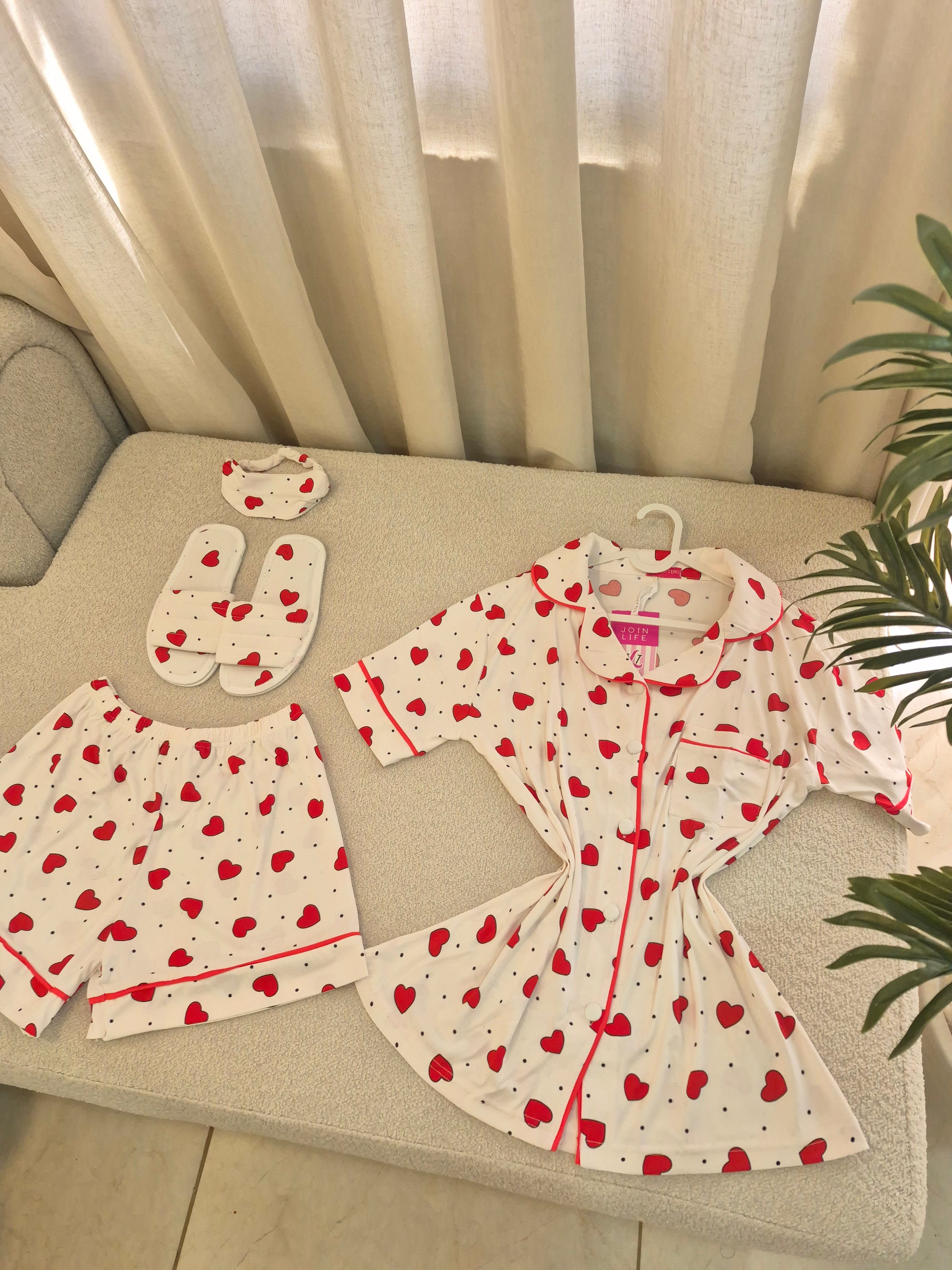 Heart & Black Dot PJ Set