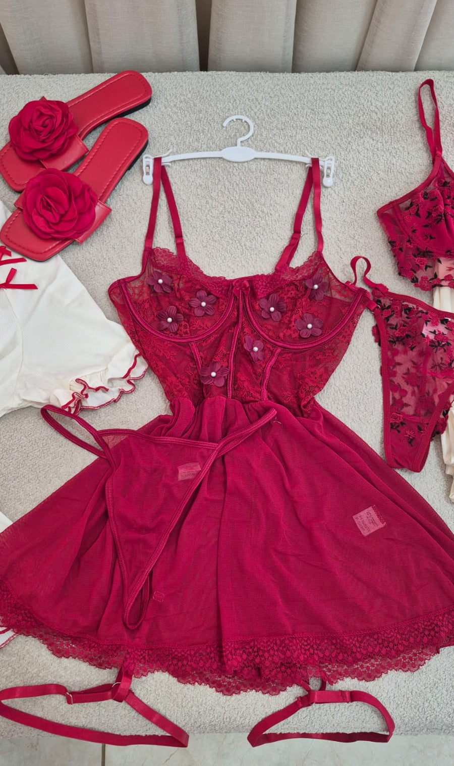 Bridal Burgendy Dress With Underwear