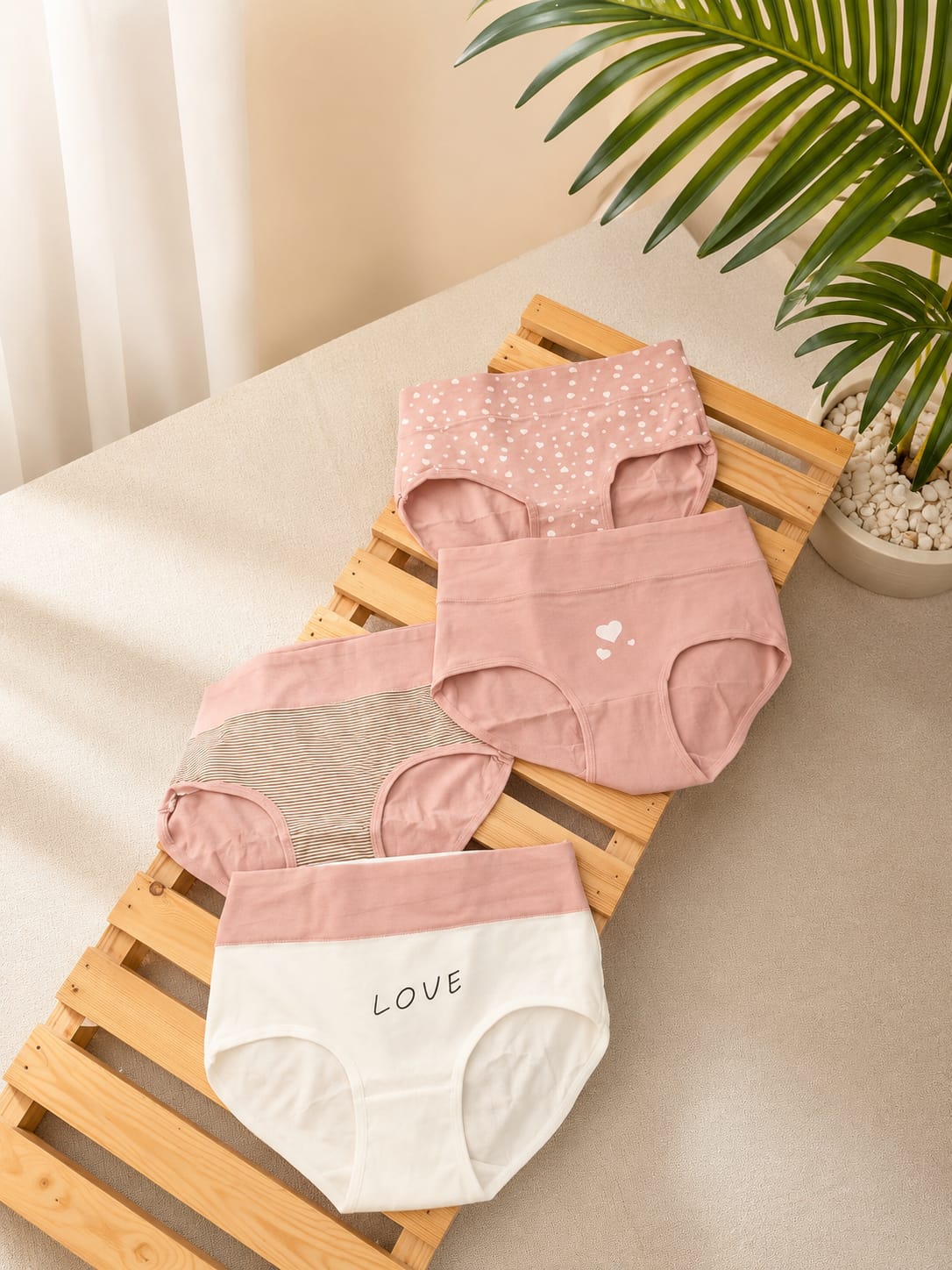 4-Pack High Waist Cotton Maternity Underwears – Soft Pink Collection