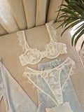 Satin White Bra Set