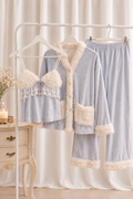 Frusty Blue Winter Pajama 3 pcs with white Fuzzy Slipper