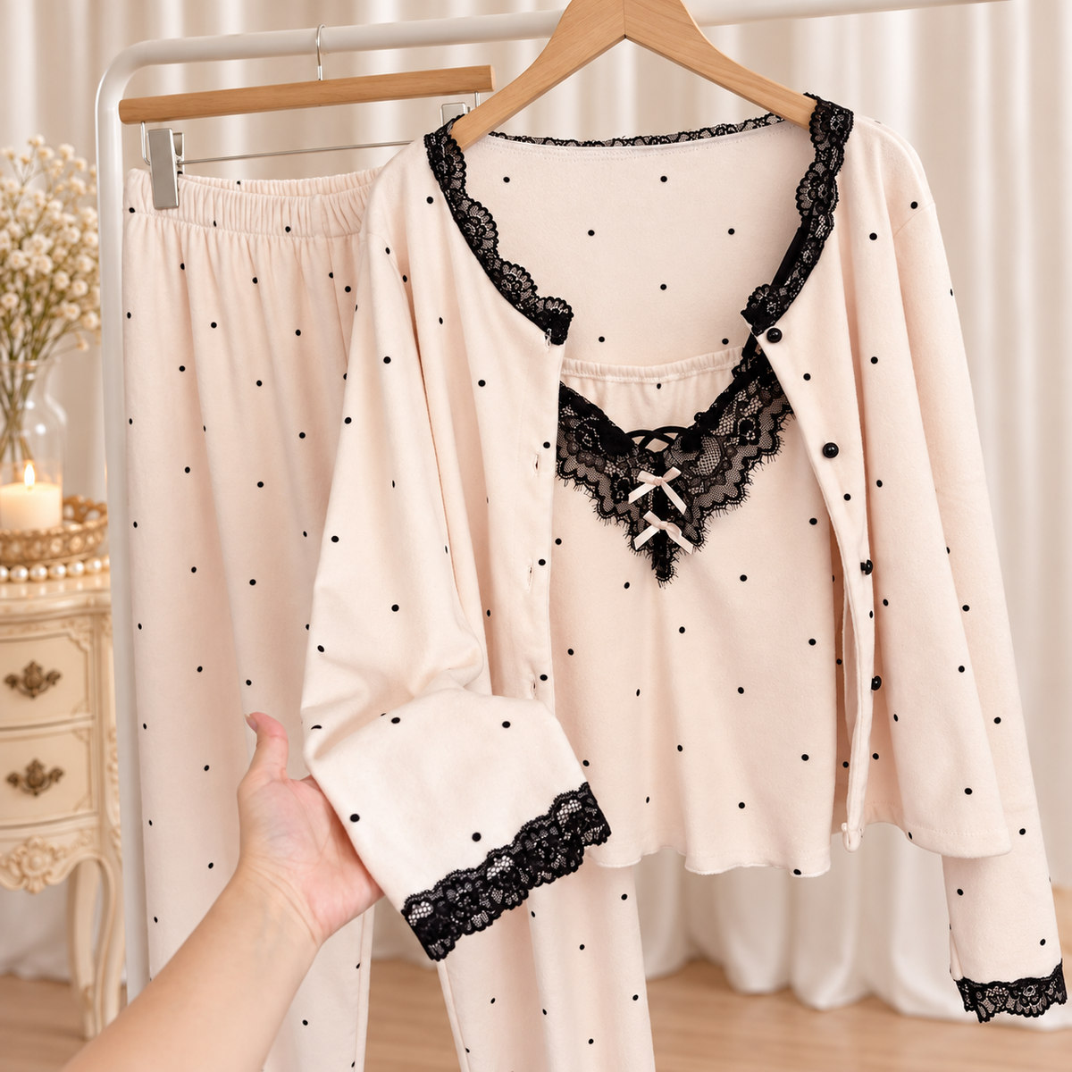 Velvet Rose Powder 3pcs Pajama