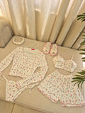 White Pink floral Set  6 pcs