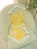 Yellow Ruffle Pajama Short Set