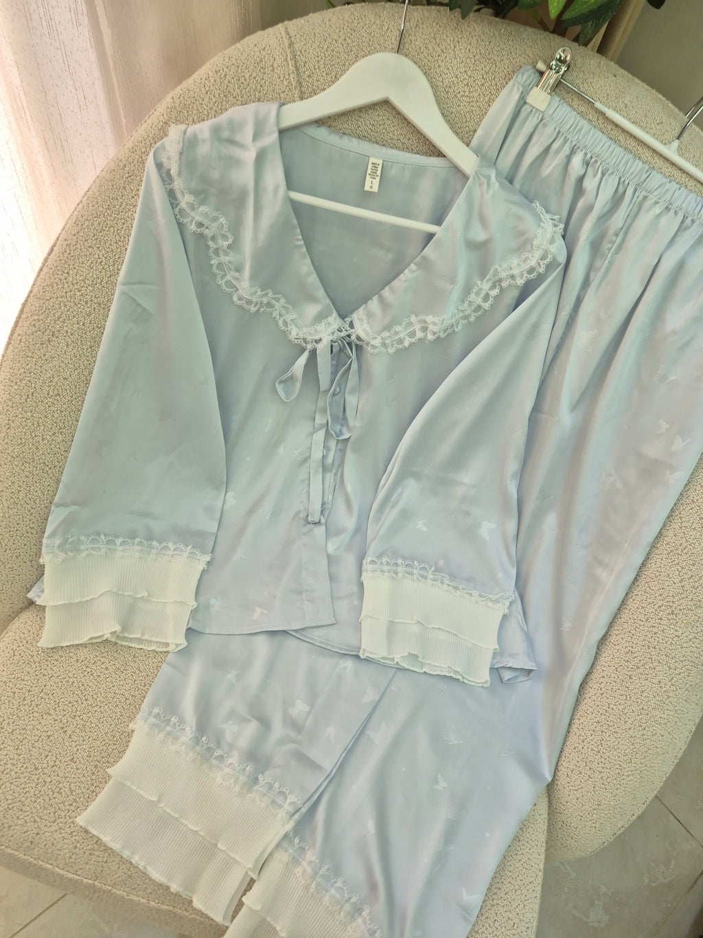 Baby Blue Silk Satin Pajama Set