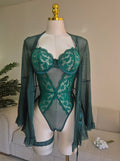Green Bridal Body Suit with robe & socks