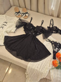 Midnight Blossom Dress With Underwear(2pcs)