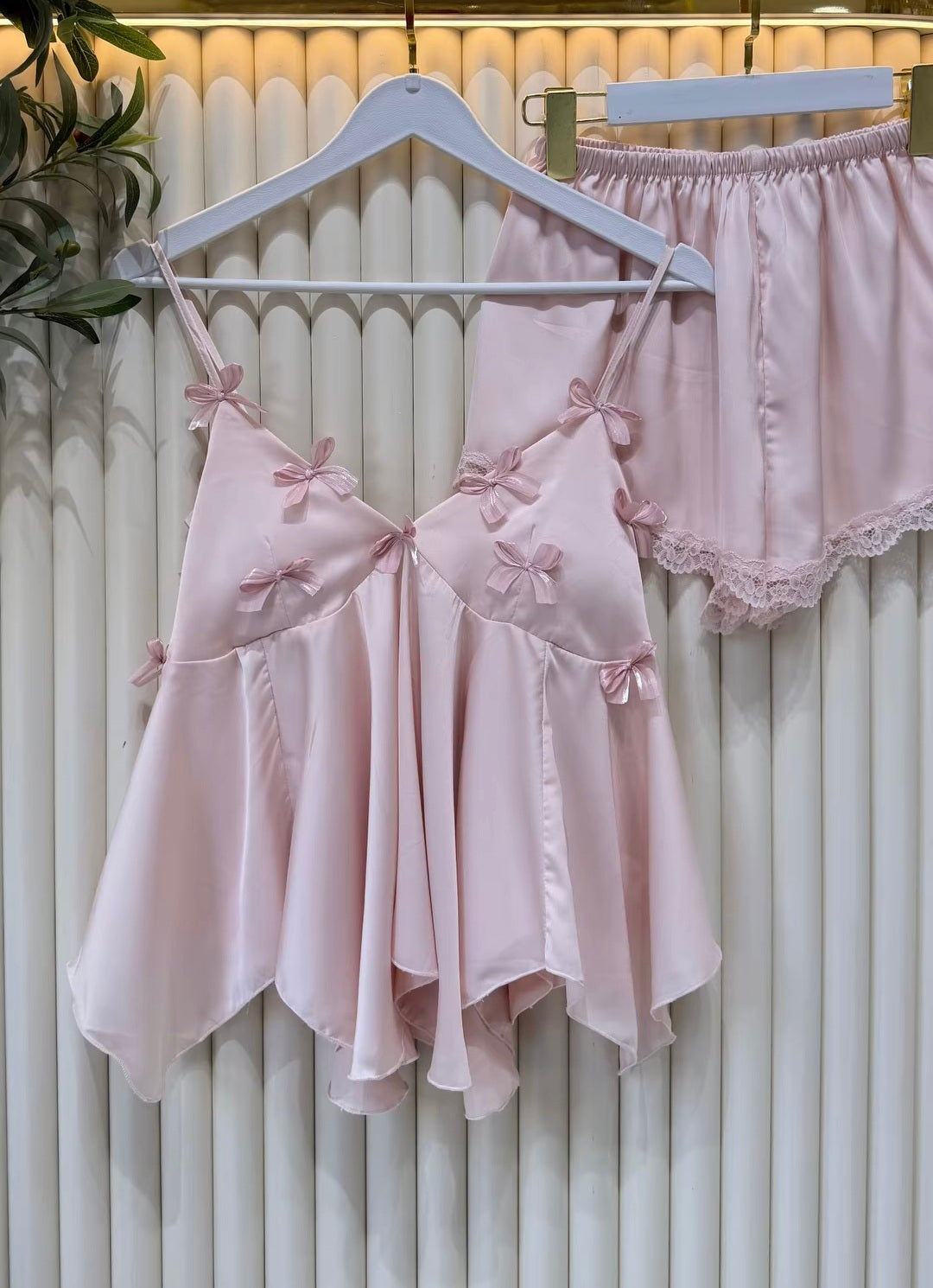 Bow Satin Short Set