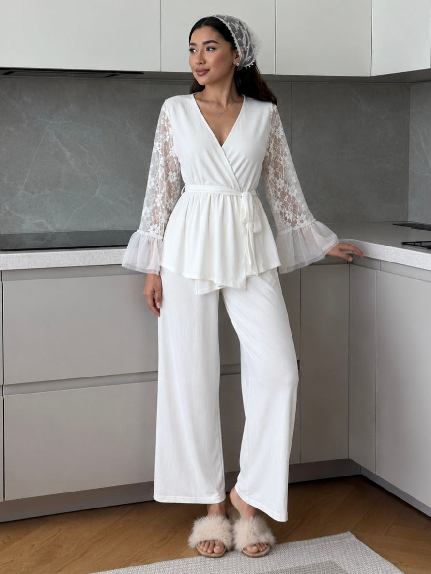 White Bridal Pajama & Lingerie Set